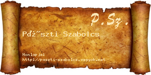 Pászti Szabolcs névjegykártya